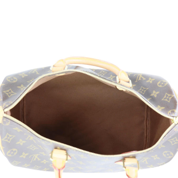 LOUIS VUITTON Speedy 35 Monogram Canvas Satchel Bag Brown