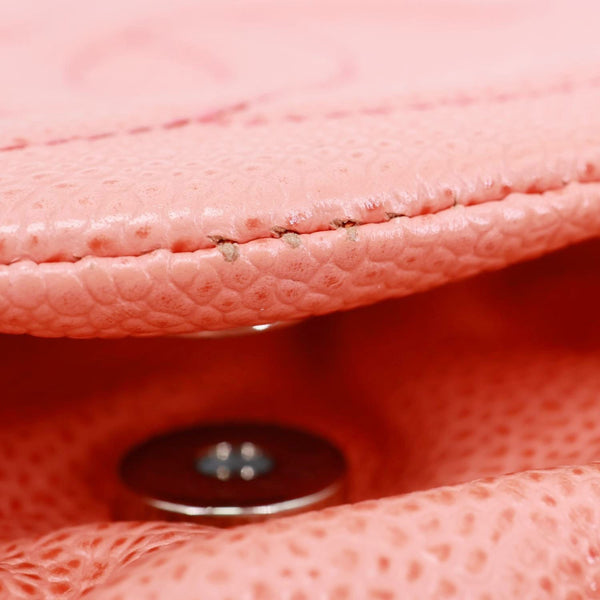 CHANEL Half Moon Caviar Leather Wallet On Chain Coral