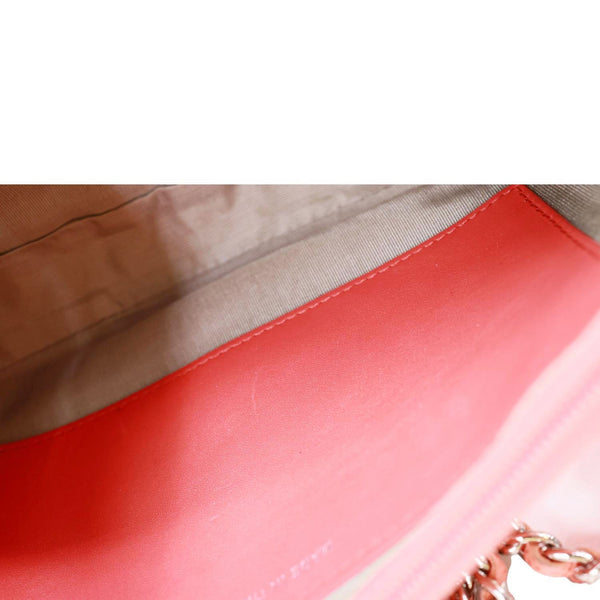 CHANEL Half Moon Caviar Leather Wallet On Chain Coral