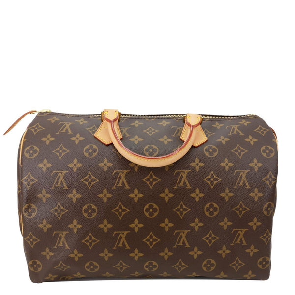 LOUIS VUITTON Speedy 35 Monogram Canvas Satchel Bag Brown
