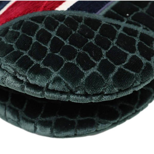 CHRISTIAN DIOR Saddle Crocodile Embossed Velvet Shoulder Bag Dark Green