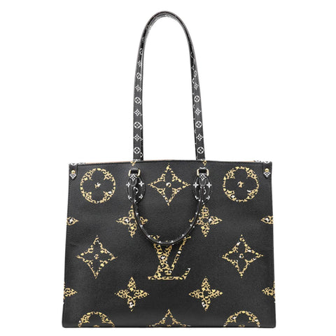 LOUIS VUITTON Onthego Jungle GM Giant Monogram Canvas Tote Shoulder Bag Black