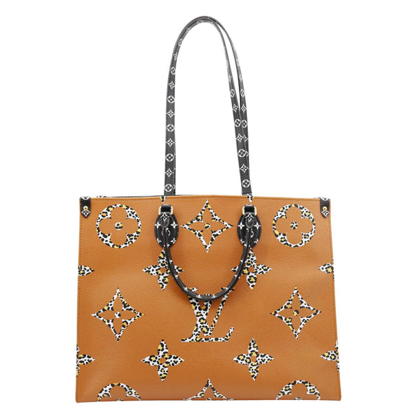 LOUIS VUITTON Onthego Jungle GM Giant Monogram Canvas Tote Shoulder Bag Black