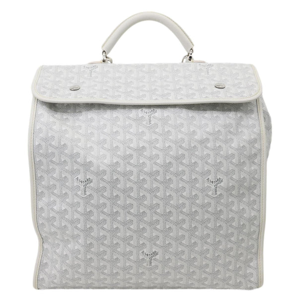 GOYARD Saint Leger Chevron Print Canvas Backpack White