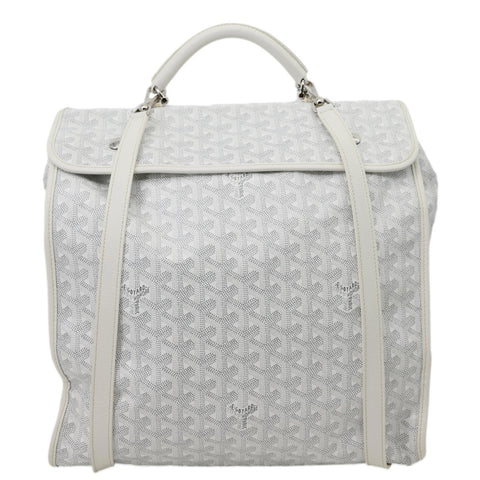 GOYARD Saint Leger Chevron Print Canvas Backpack White