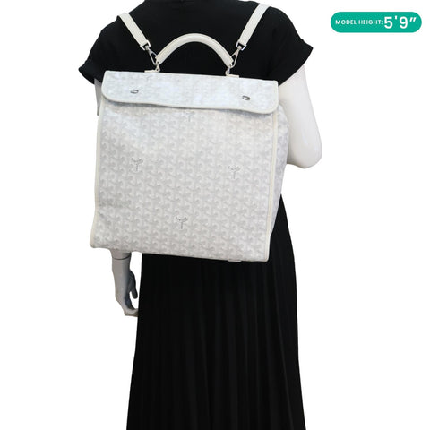 GOYARD Saint Leger Chevron Print Canvas Backpack White