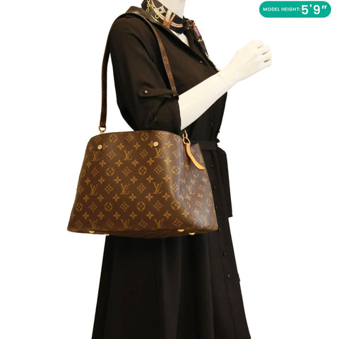 LOUIS VUITTON Montaigne MM Monogram Canvas Shoulder Bag Brown
