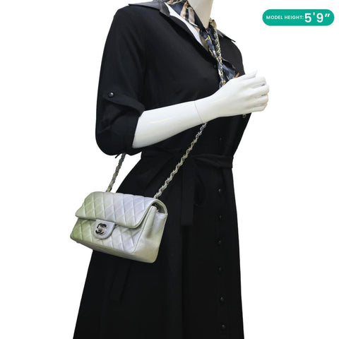 CHANEL Classic Rectangular Flap Mini Quilted Iridescent Leather Crossbody Bag  Multicolor