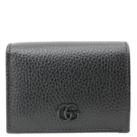 GUCCI GG Petit Marmont Leather Card Case Bi-fold Wallet Black 456126