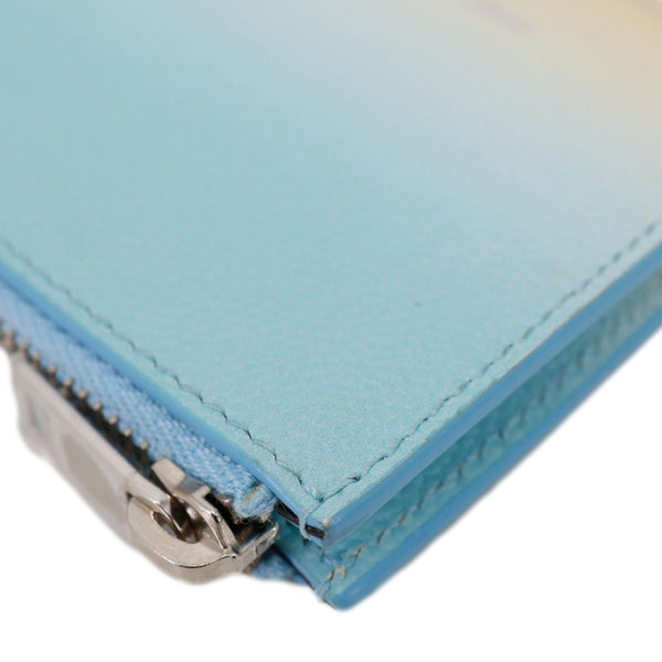 YVES SAINT LAURENT 5 Fragments Pebbled Leather Zip Card Case Blue