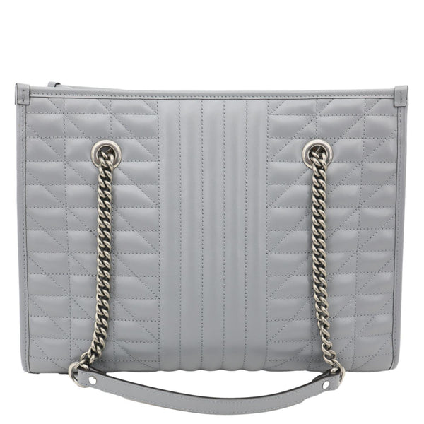 GUCCI GG Marmont Aria Medium Matelasse Leather Tote Shoulder Bag Grey 675796