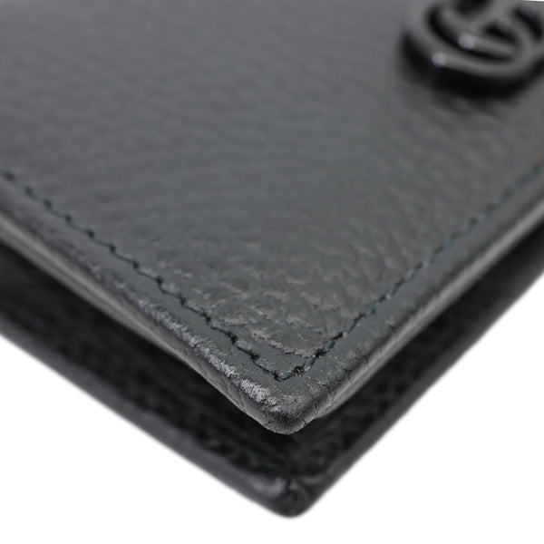 GUCCI GG Petit Marmont Leather Card Case Bi-fold Wallet Black 456126