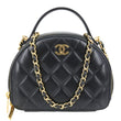 CHANEL Chic Riviera Quilted Lambskin Leather Top Handle Crossbody Vanity Case Black