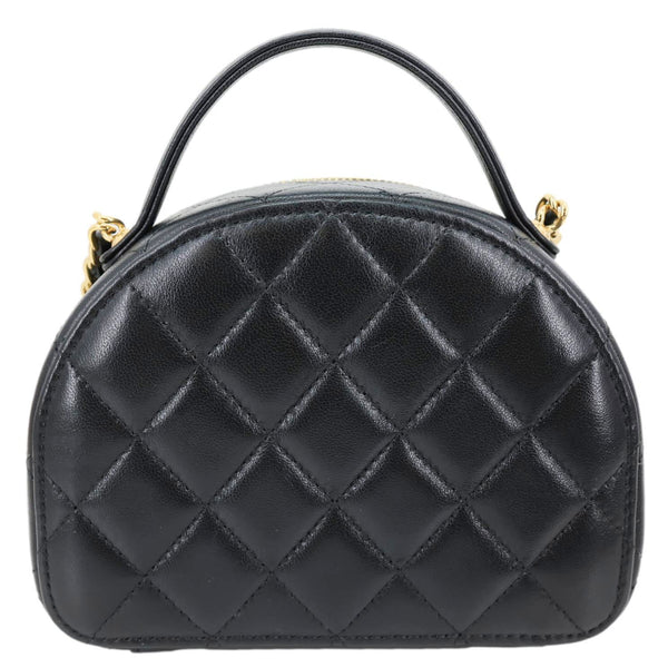 CHANEL Chic Riviera Quilted Lambskin Leather Top Handle Crossbody Vanity Case Black