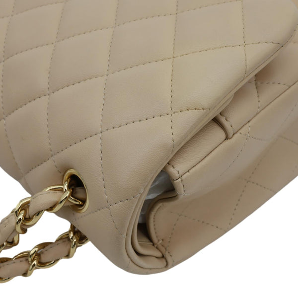 CHANEL Jumbo Classic Double Flap Quilted Lambskin Leather Shoulder Bag Beige