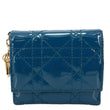 CHRISTIAN DIOR Lady Dior Lotus Cannage Patent Leather Wallet Blue
