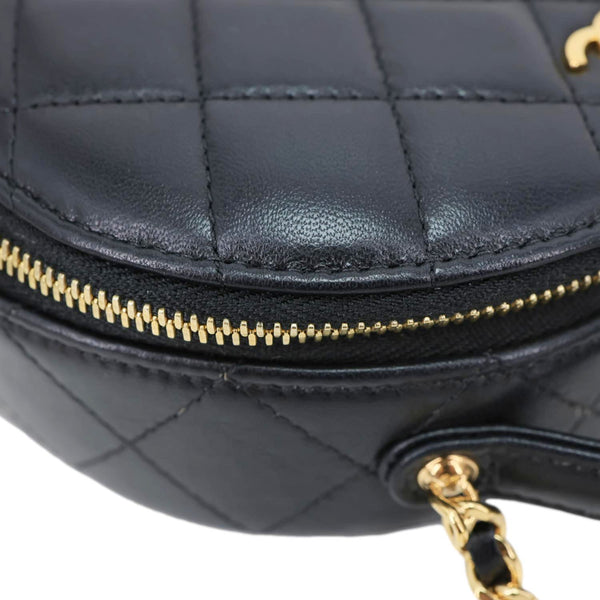 CHANEL Chic Riviera Quilted Lambskin Leather Top Handle Crossbody Vanity Case Black