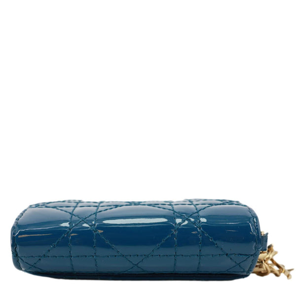 CHRISTIAN DIOR Lady Dior Lotus Cannage Patent Leather Wallet Blue