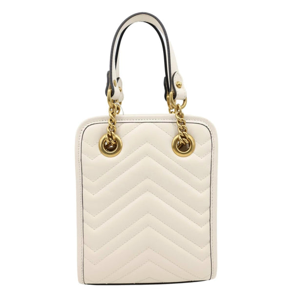 GUCCI GG Marmont Mini Matelasse Leather Tote Shoulder Bag White 696123