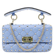 VALENTINO Rockstud Spike Small Quilted Leather Shoulder Bag Light Blue