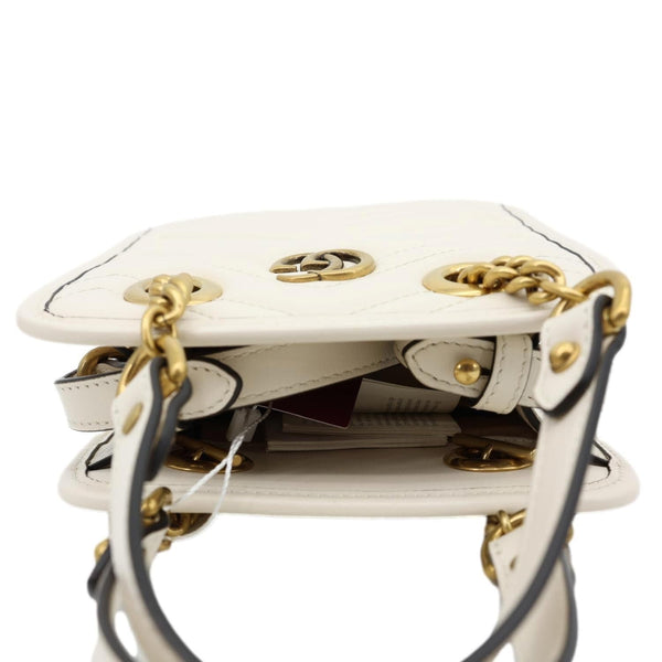 GUCCI GG Marmont Mini Matelasse Leather Tote Shoulder Bag White 696123