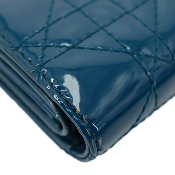 CHRISTIAN DIOR Lady Dior Lotus Cannage Patent Leather Wallet Blue