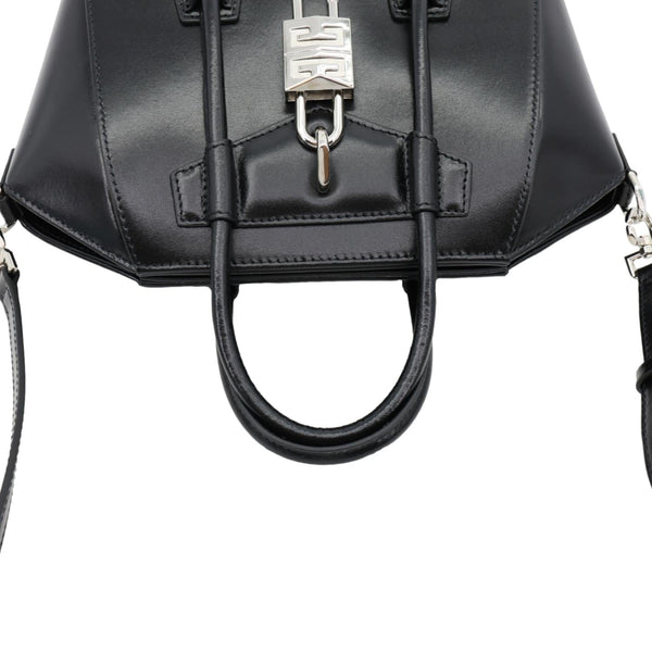 GIVENCHY Antigona Mini Lock Leather Shoulder Bag Black