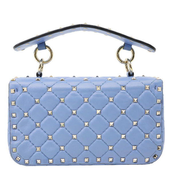 VALENTINO Rockstud Spike Small Quilted Leather Shoulder Bag Light Blue