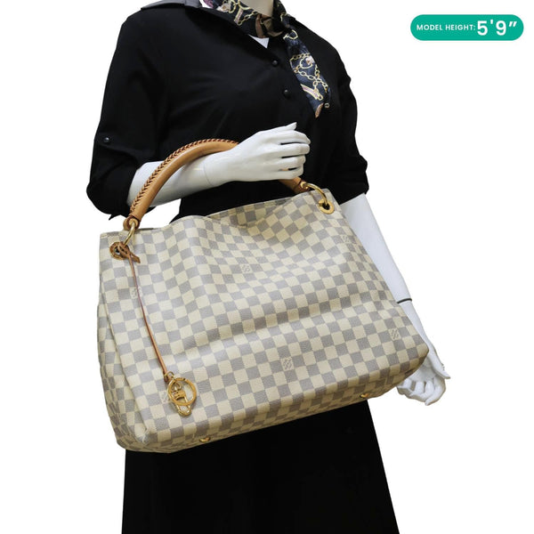 LOUIS VUITTON Artsy MM Damier Azur Hobo Bag White