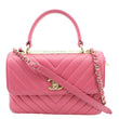 CHANEL Trendy CC Small Chevron Leather Top Handle Shoulder Bag Pink
