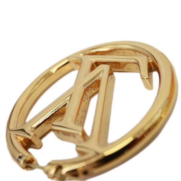 LOUIS VUITTON Louise Hoop Metal LV Circle Earrings Gold