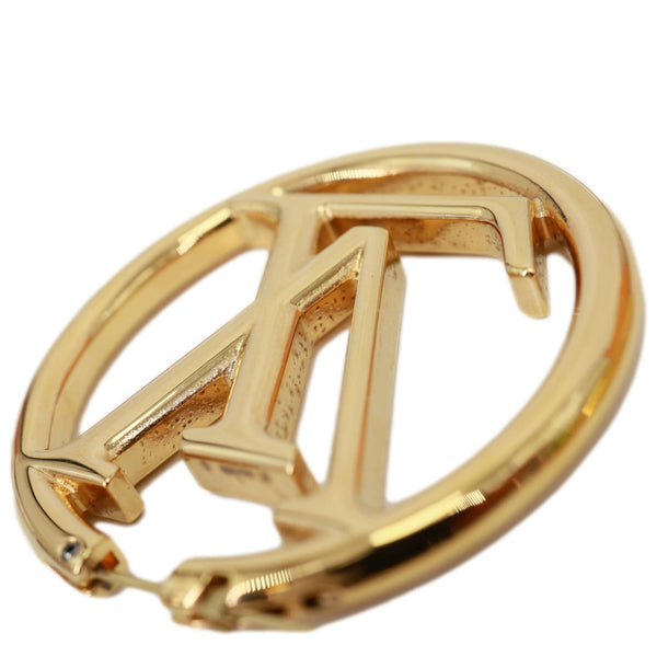 LOUIS VUITTON Louise Hoop Metal LV Circle Earrings Gold