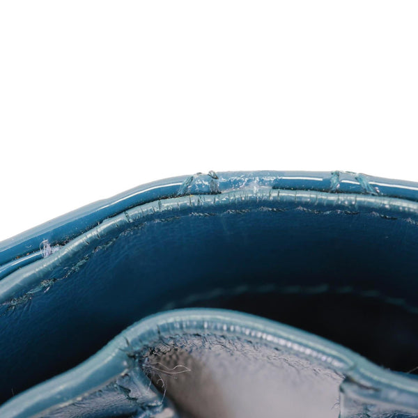 CHRISTIAN DIOR Lady Dior Lotus Cannage Patent Leather Wallet Blue