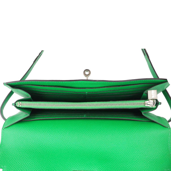 HERMES Kelly Epsom Leather Wallet Green