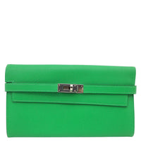 HERMES Kelly Epsom Leather Wallet Green