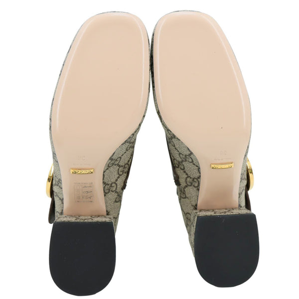 Gucci GG Supreme Leather Trim Embellishment Boots Beige Size 38