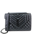 YVES SAINT LAURENT Envelope Flap Mixed Matelasse Grain De Poudre Chain Shoulder Bag Black