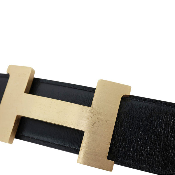 HERMES Constance H Buckle Reversible Leather Belt Black Size 90
