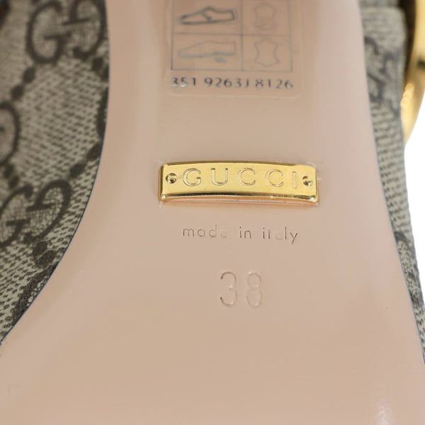 Gucci GG Supreme Leather Trim Embellishment Boots Beige Size 38