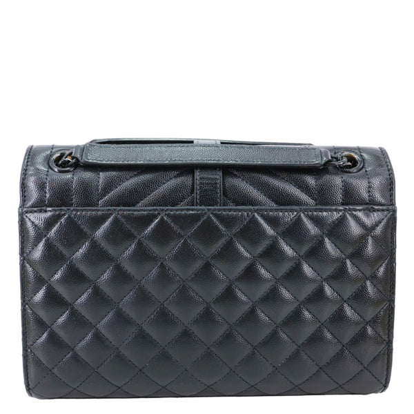 YVES SAINT LAURENT Envelope Flap Mixed Matelasse Grain De Poudre Chain Shoulder Bag Black