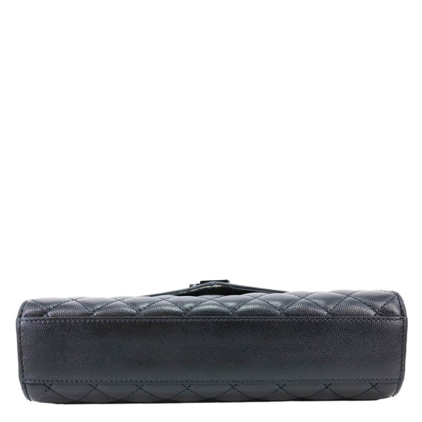 YVES SAINT LAURENT Envelope Flap Mixed Matelasse Grain De Poudre Chain Shoulder Bag Black