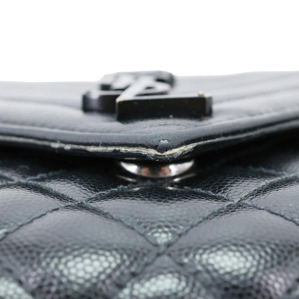YVES SAINT LAURENT Envelope Flap Mixed Matelasse Grain De Poudre Chain Shoulder Bag Black