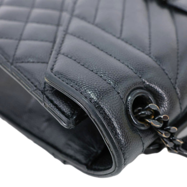 YVES SAINT LAURENT Envelope Flap Mixed Matelasse Grain De Poudre Chain Shoulder Bag Black