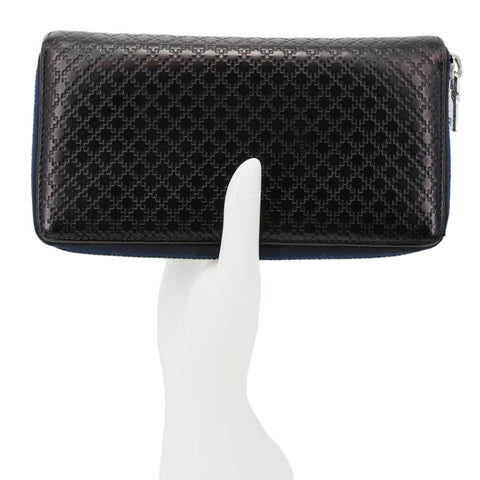 GUCCI Diamante Leather Long Wallet Navy Blue 307990