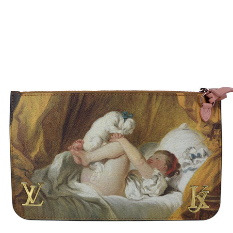 LOUIS VUITTON x Jeff Koons Masters Fragonard Pochette Canvas Pouch Peach Pink