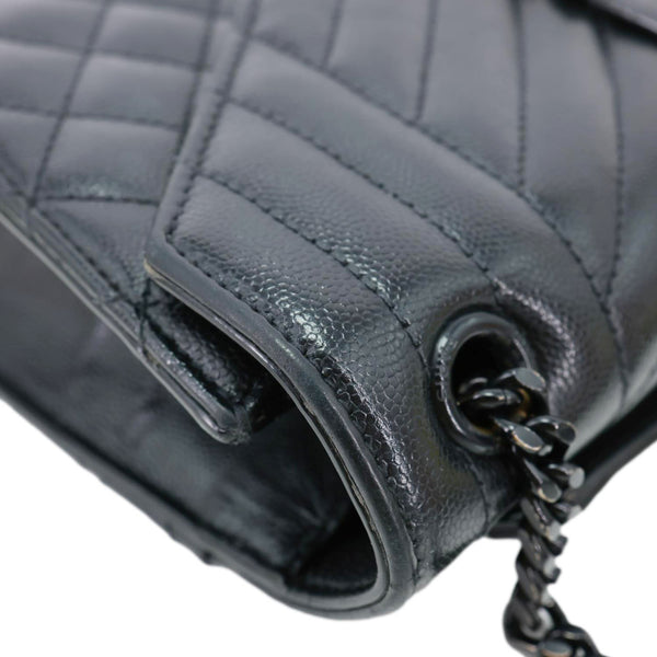 YVES SAINT LAURENT Envelope Flap Mixed Matelasse Grain De Poudre Chain Shoulder Bag Black