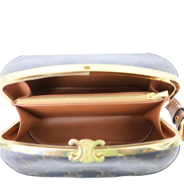 CELINE Lunch Box Triomphe Canvas Shoulder Bag Brown