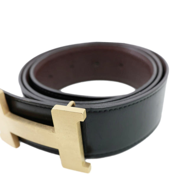 HERMES Constance H Buckle Reversible Leather Belt Black Size 90