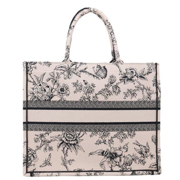 CHRISTIAN DIOR Book Large Jardin Botanique Embroidery Canvas Tote Bag Powder Pink
