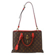 LOUIS VUITTON Flower Monogram Canvas Tote Shoulder Bag Coquelicot